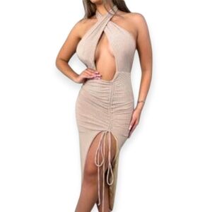 Lilyful Elegant Nude Halter Dress Sz.S EUC